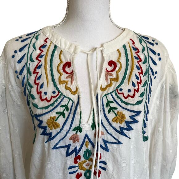 Forever That Girl for Anthropologie Peasant Blouse Shirt Size XL White Cotton - Picture 2 of 12